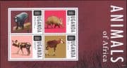 Uganda 2014 Monkey/ Okapi/ Wild Dog/ Aardvark/ Animals/ Wildlife/ Nature 4v m/s (s1032c)