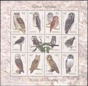 Ukraine 2003 Owls/ Birds of Prey/ Raptors/ Nature/ Conservation 12v sht (n10267)