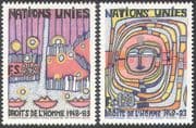 UN (G) 1983 Human Rights 35th/ Art/ Paintings/ Abstract/ Animation 2v set (n27789)