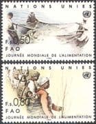 UN (G) 1984 World Food Day/Fishing/Farming/Trees/Crops/FAO/FFH 2v set (n27785)