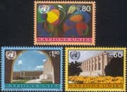 UN (G) 1994 Palais de Nations/ Building/ Architecture/ Art/ Tapestry 3v set (n45902)