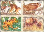 UN (G) 1995 Owl/ Frog/ Lemur/ Bison/ Animals/ Wildlife/ Birds/ Nature/ Conservation/ Environment 4v blk (n36624)