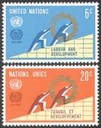 UN (NY) 1969 ILO 50th/ Workers/ People/ Animation/ Graphs/ Charts 2v set (n41720)