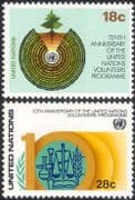 UN (NY) 1981 Volunteers Programme 10thb Anniversary/ Trees/ Industry/ Science/ Crops 2v set (n18057g)