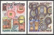 UN (NY) 1983 Human Rights 35th/ Art/ Paintings/ Abstract/ Animation 2v set (n27791)