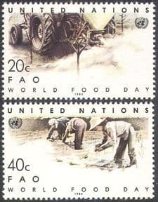 UN (NY) 1984 World Food Day/ Tractor/ Farming/ Rice/ Crops/FAO/FFH 2v set (n27783)