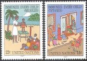 UN (NY) 1987 Medical/ Health/ Welfare/ Immunisation/ Children/ Palm Trees 2v set (n27782)