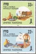 UN (NY) 1988 Food/ Farming/ Cattle/ Plough/ Fish/F ishing/ FAO/ FFH 2v set (n27788)