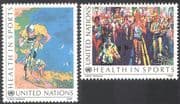 UN (NY) 1988 Health in Sports/ Cycling/ Marathon Running/ Bikes/ Bicycles/ Transport 2v set (n41732)