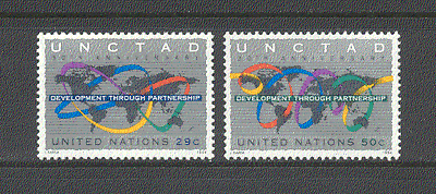UN (NY) 1994 World Map  /  Trade  /  Development 2v set n19365
