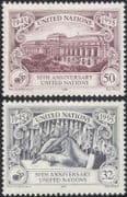 UN (NY) 1995 UN 50th Anniversary/ Building/ Hand/ Pen/ Charter/ Flags 2v set (n45905)