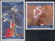 UN (NY) 1995 Women's Conference/ Mother/ Child/ Cranes/ Birds/ Harp/ Music 2v set (s405a)
