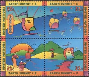 UN (NY) 1997 Earth Summit + 5/ Environment/ Ocean/ Boats/ Sunset/ Conservation 4v set blk (n31657)