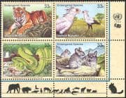 UN (NY) 1999 Endangered Animals/ Wildlife/ Tiger/ Snake/ Birds/ Nature/ Conservation/ Cats/ Reptiles 4v blk (b7197)