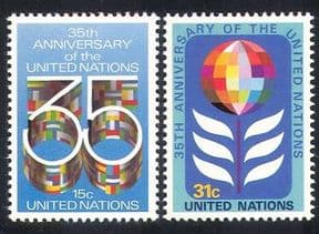 UN (NY)  /  United Nations 1980 Flags  /  35th Anniversary  /  Animation 2v set (n39017)