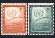 UN / United Nations 1957 UN Security Council?Emblem / Globe 2v set (n39012)