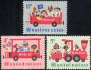 UN/United Nations 1966 UNICEF/ Health/ Welfare/ Train/ Nurse/ Cat/ Animation 3v set (n25931)