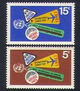 UN - United Nations (NY) 1967 Tourism/ Train/ Plane/ Car/ Ship/ Transport 2v set (n33956)