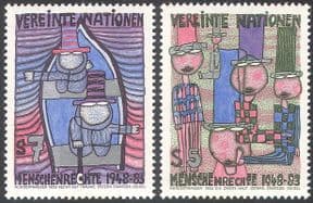 UN (V) 1983 Human Rights 35th/ Art/ Paintings/ Abstract/ Animation 2v set (n27793)