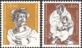 UN (V) 1984 Refugees/ Children/ People/ Health/ Welfare/ Animation 2v set (n27798)