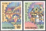 UN (V) 1989 World Bank/ Business/ Industry/ Commerce/ Transport/ Bus/ Car/ Boats/ Medical/ Health / Education 2v set (n43022)