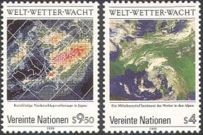 UN (V) 1989 World Weather Watch/ Satellite Images/ Maps/ Space Meteorology/ IMO/ WMO 2v set (n19333)