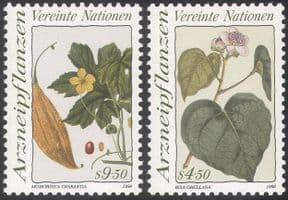 UN (V) 1990 Medicinal Plants/ Annatto/ Cundeamor/ Flowers/ Medical 2v set (n19336)