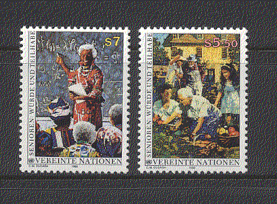 UN (V) 1993 Ageing  /  Family  /  Health  /  Farming 2v set  n19364