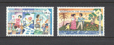 UN (V) 1994 Family / Fish / Women at Work 2v set (n19370)