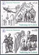 UN (V) 2005 Food for Life/ Hunger/ FAO/ Crops/ Helicopter/ Elephants/ Aviation/ Transport 2v set (n35075)