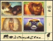 UN (V) 2007 Baboon/Monkey/Animals/Nature/Wildlife/Conservation/ Endangered Species/ Environment 4v blk (n17182)
