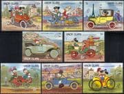 Union Island 1989 Disney/ Mickey/ Vintage Cars/ Motors/ Transport/ StampEx 8v set (b245)