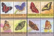 Union Island (St Vincent) 1985 Butterflies/ Insects/ Nature 8v set (4 x pairs) (b5221f)