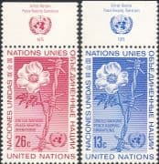United Nations (NY) 1975 Peace Keeping Operations/ UN/ Barbed Wire/ Rose/ Flowers 2v set (n46115)