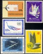 United Nations UN (NY) 1963 Air Mail/ Planes/ Aircraft/ Birds/ Transport/ Space/ Art 5v set (b7500c)