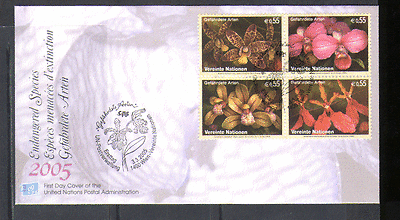 United Nations (V) 2005 ORCHIDS / Flowers 4v FDC n14982