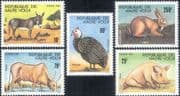 Upper Volta 1981 Donkey/ Rabbit/ Pig/ Cow/ Animals/ Birds/ Nature 5v set (n46543)