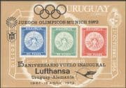 Uruguay 1972 Lufthansa/ Aviation/ Olympic Games/ Sport overprint imperforate m/s (n43531)