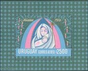 Uruguay 1974 Christmas/ Greetings/ Madonna & Child IMPERFORATE m/s (n39659a)