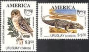Uruguay 1993 UPAEP/ Endangered Species/ Owl/ Caiman/ Animals/ Birds/ Reptiles/ Nature/ Wildlife 2v set (n32762)