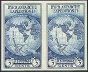 USA 1933 Antarctic/ Admiral Byrd/ Polar Explorers/ Map/ Arctic imperforate pr (n31545)