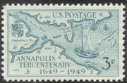 USA 1949 Annapolis 300th Anniversary/ Maps/ Ship/ Sailing/ Transport/ History 1v (n43318)