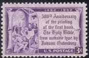 USA 1952 Johannes Gutenberg/ Bible/ Printing/ Books/ People/ Inventions 1v (n43332)