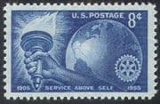 USA 1955 Rotary/ People/ Welfare/ Health/ Education/ Torch/ Flames/ Globe 1v (n41497)
