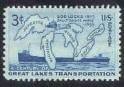 USA 1955 Soo Locks/ Shipping/ Ships/ Trade/ Lakes/ Transport/ Engineering 1v (n40102)