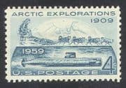 USA 1959 Peary/Polar/Submarine/Explorer/Map/Dogs/Transport/Animals 1v n24158