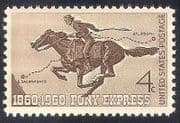 USA 1960 Pony Express / Horses / Mail / Animals 1v (n29211)