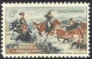 USA 1964 C M Russell/ Artists/ Horses/ Cattle/ Art/ Animals/ Painting 1v (n29207)