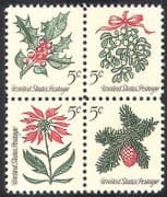 USA 1964 Christmas / Flowers / Greetings / Seasonal / Holly / Mistletoe 4v blk (n40800)
