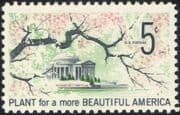 USA 1966 Jefferson Memorial/ Trees/ Blossom/ Plants/ Nature/ Conservation 1v (n44991)